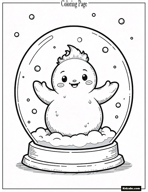 Sprunki inside a snow globe, waving happily