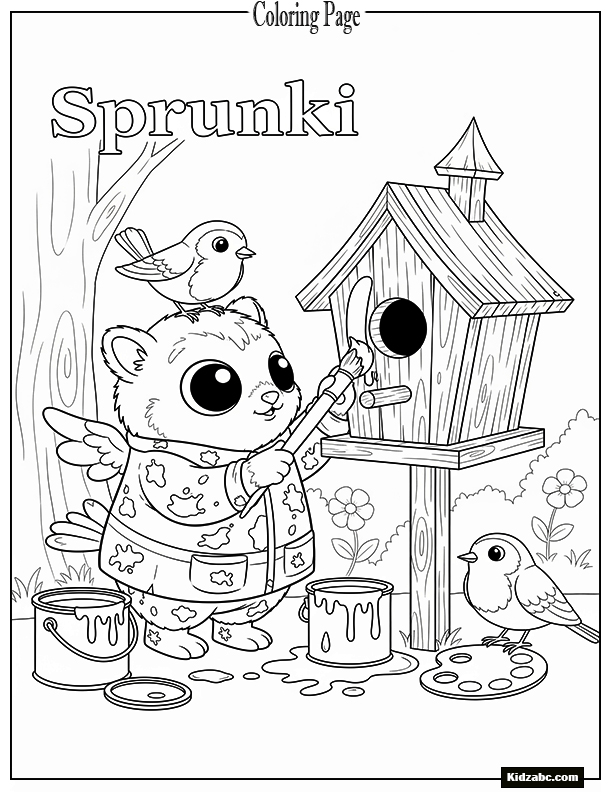 Sprunki painting a birdhouse