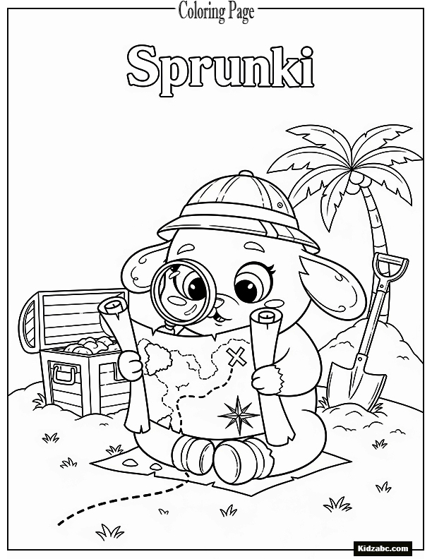Sprunki reading a map to find treasure