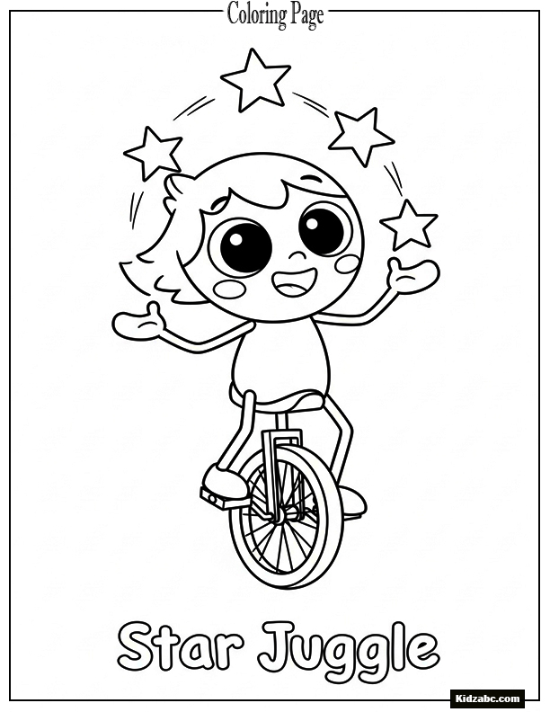 Sprunki riding a unicycle while juggling stars