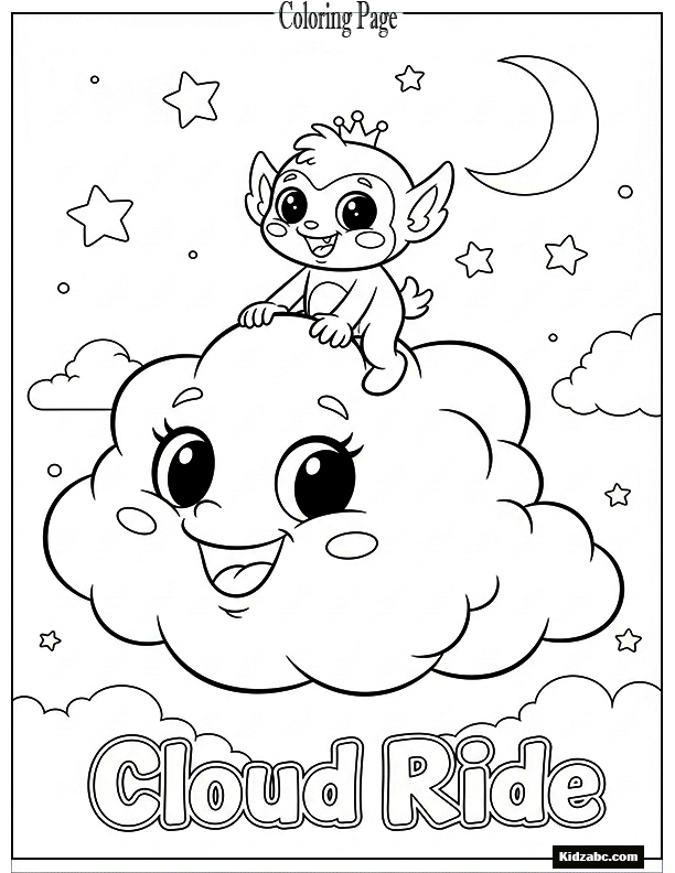 Sprunki riding on the back of a smiling cloud