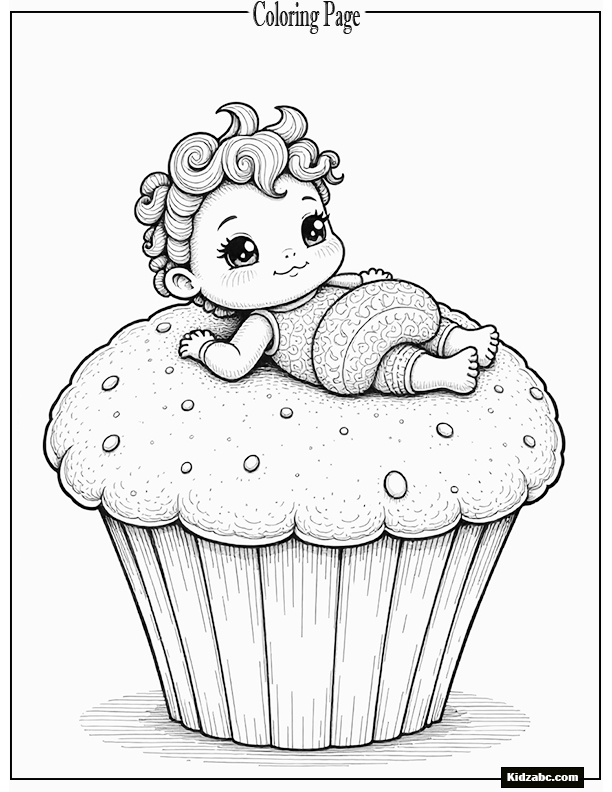 Sprunki sitting on a giant cupcake