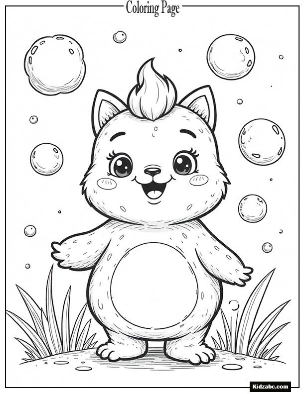 Sprunki surrounded by floating bubbles shaped like animals
