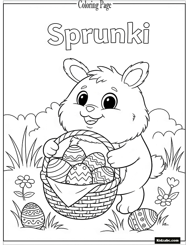 Sprunki with Easter eggs in a basket