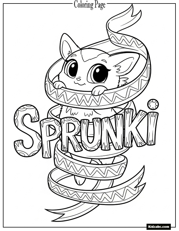 Sprunki wrapped in a ribbon that spells its name
