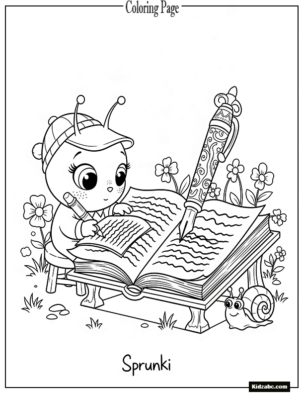 Sprunki writing in a giant diary
