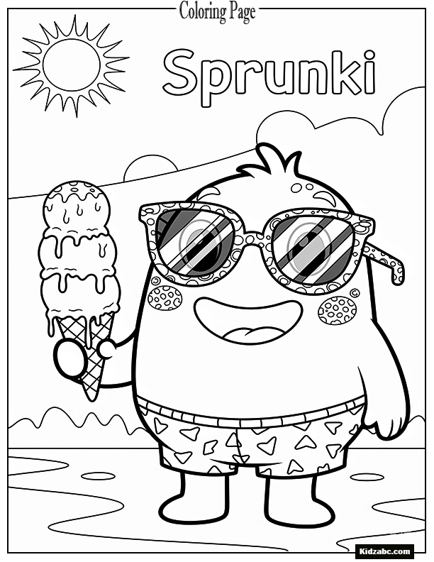 Summer Sprunki with sunglasses holding ice cream