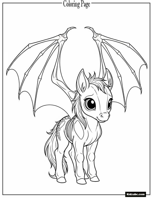 Thestral with wings spread—cute eyes and gentle stance
