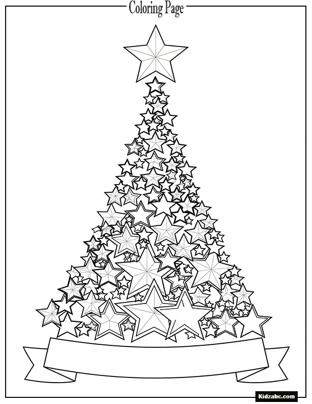 A Christmas tree made of stars stacked together