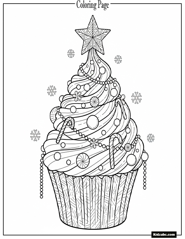 A Christmas tree shaped like a giant cupcake