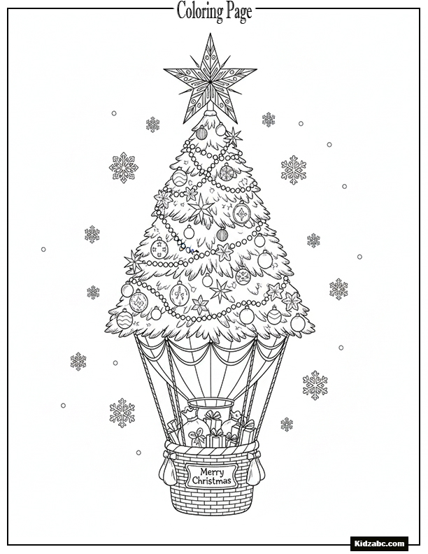 A Christmas tree shaped like a hot air balloon