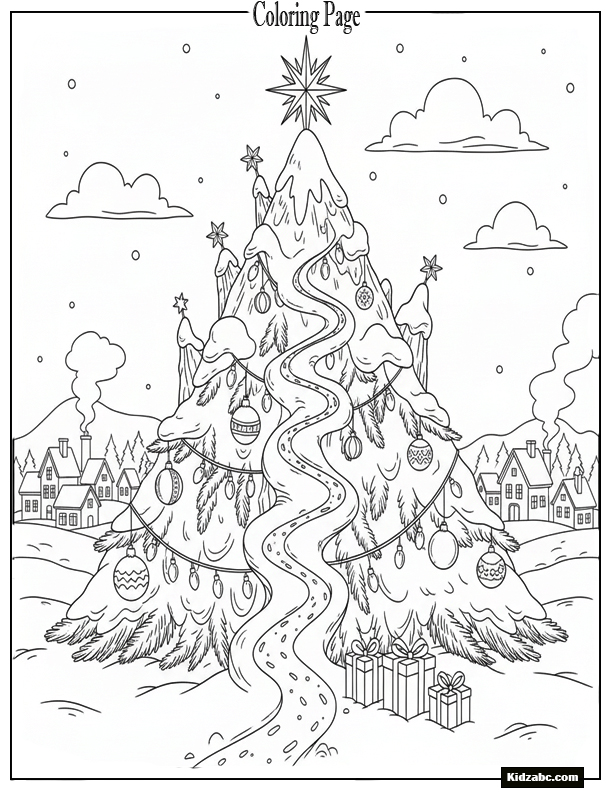 A Christmas tree shaped like a snow-covered mountain