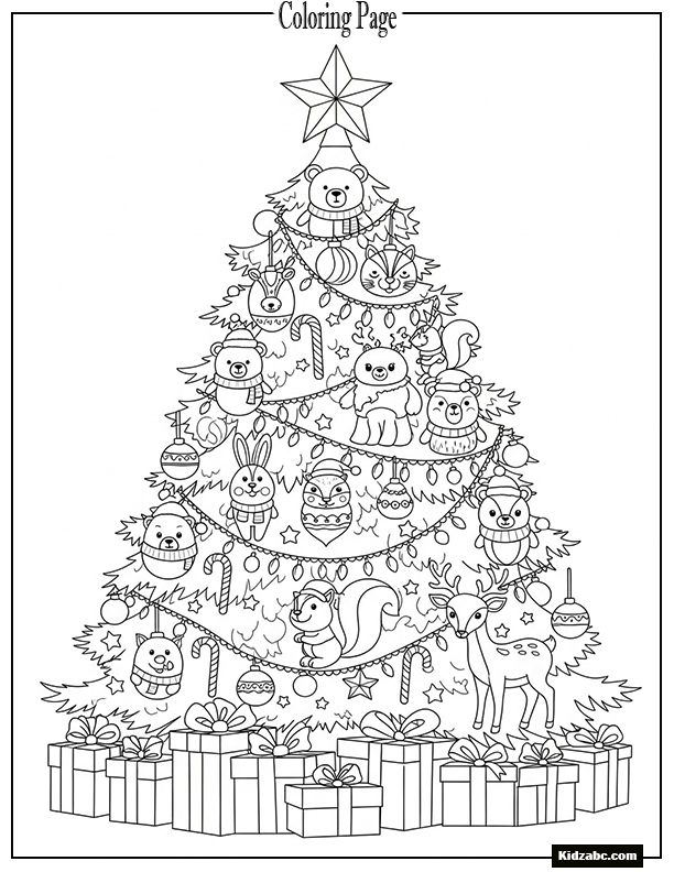 A Christmas tree with animal-shaped