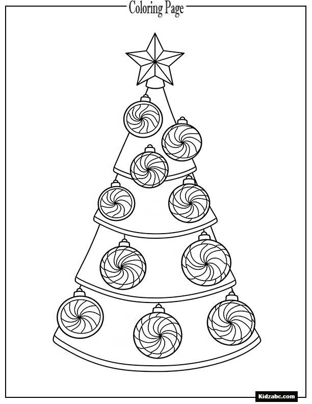 A Christmas tree with candy swirls as ornaments