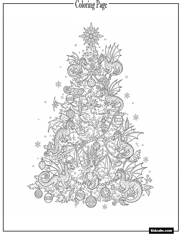 A Christmas tree with dragon ornaments