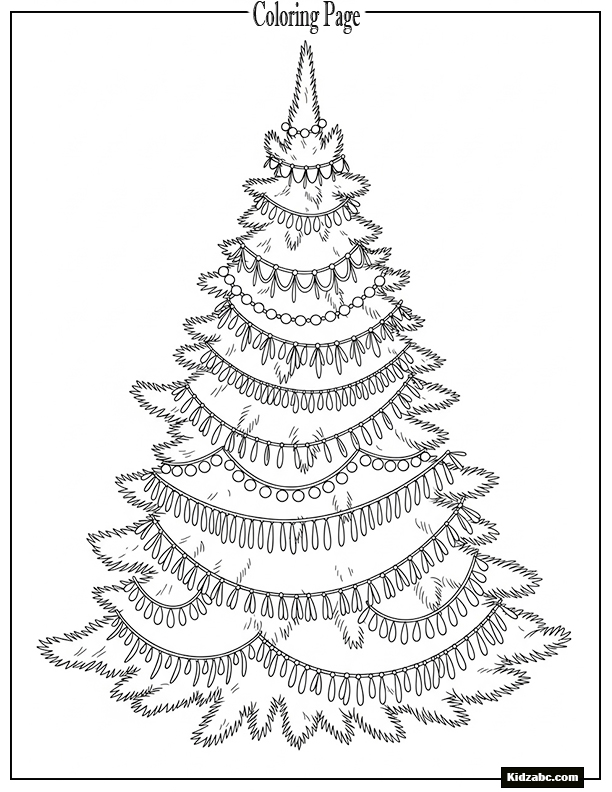 A Christmas tree with only garlands wrapped around it