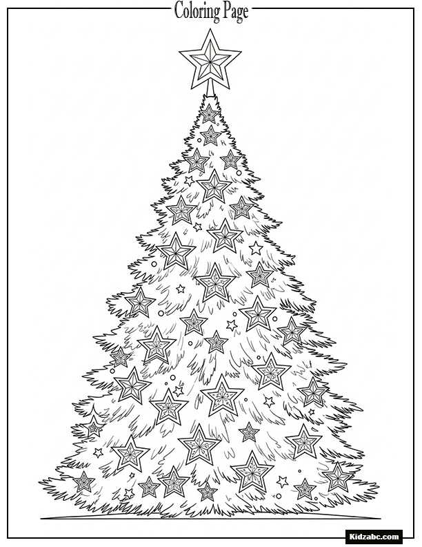 A Christmas tree with ornaments shaped like stars