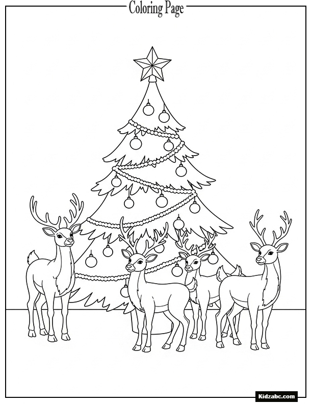 A Christmas tree with reindeer