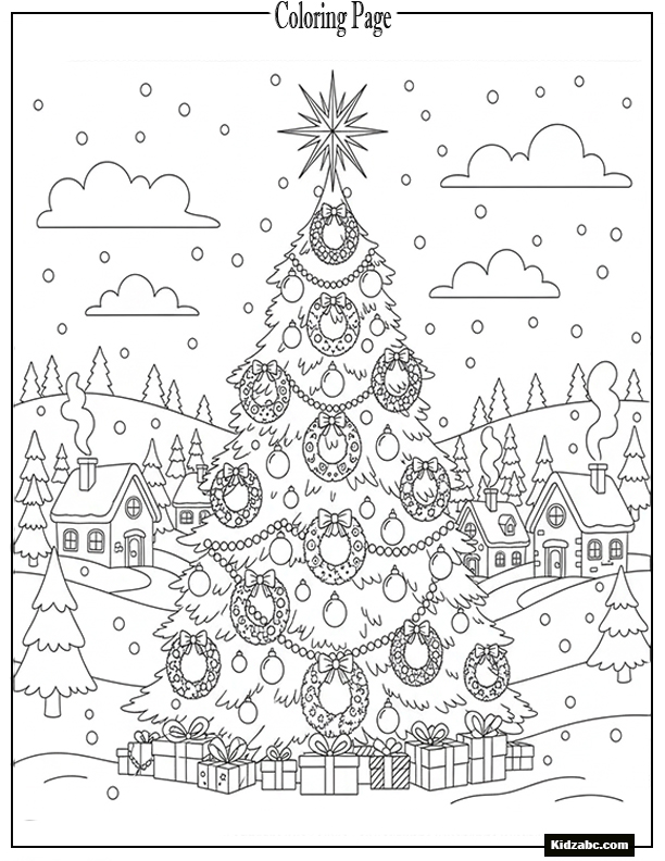 A Christmas tree with wreaths as ornaments