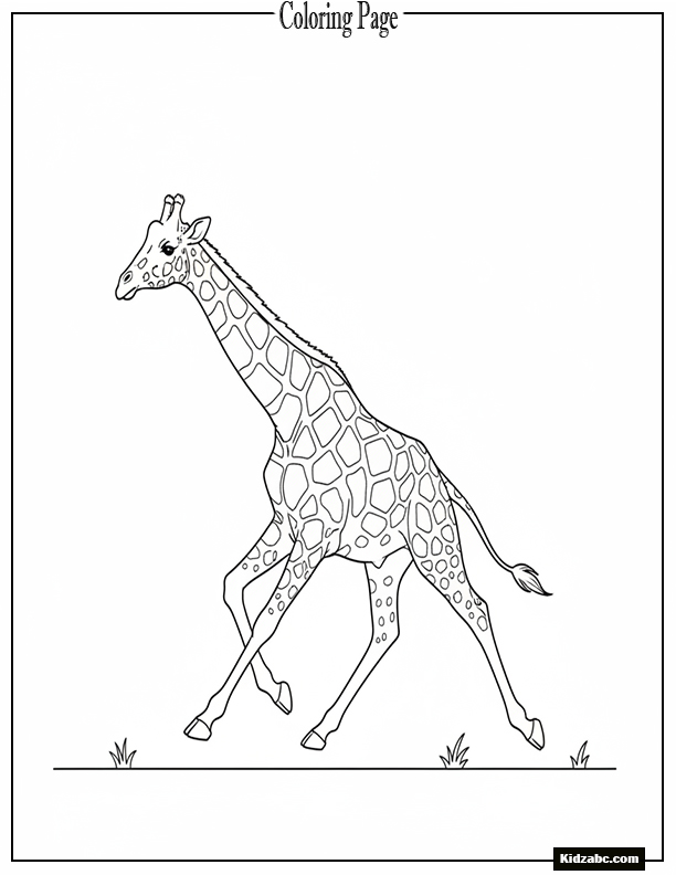 A giraffe running across savanna