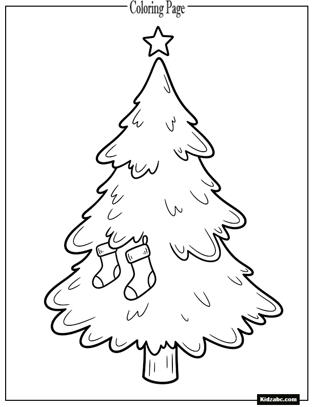 A simple pine tree with just a star and stockings hanging