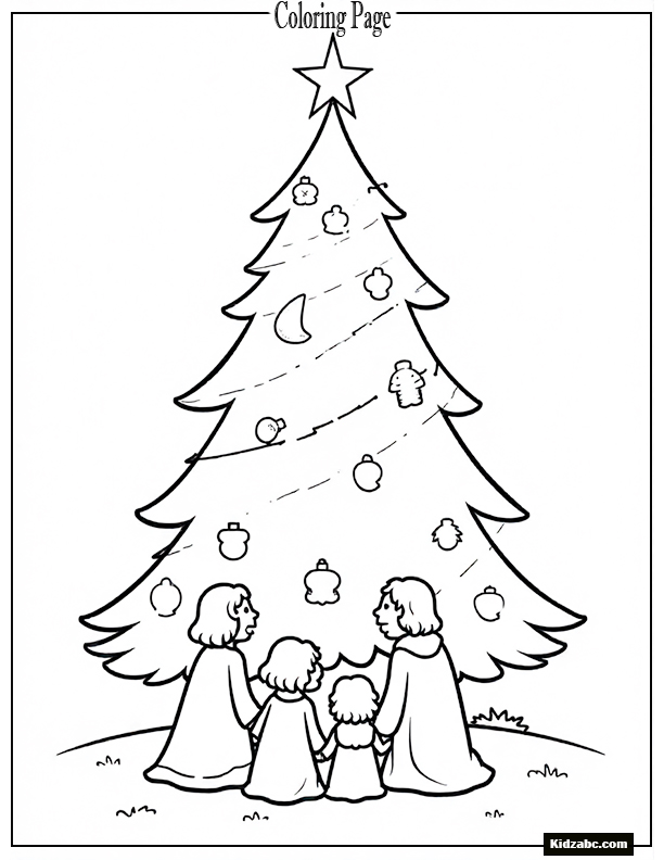 A tall Christmas tree with a glowing star