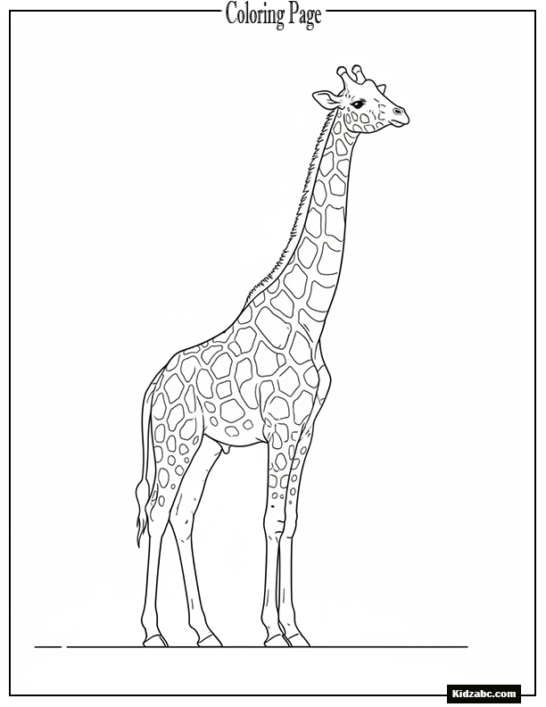 A young giraffe standing still