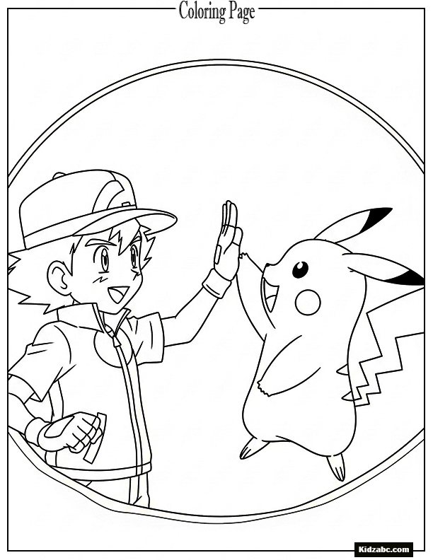 Ash and Pikachu high-fiving each other