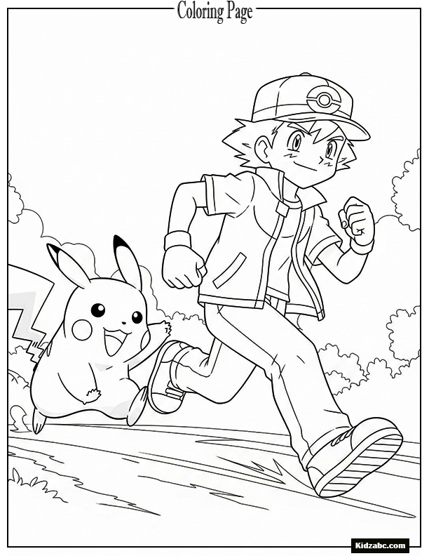 Ash and Pikachu running together