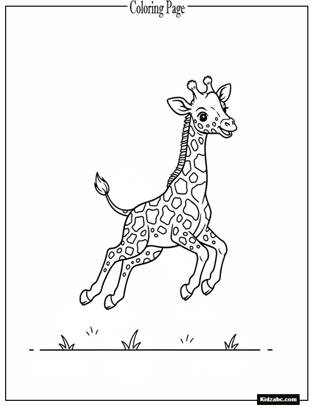 Baby giraffe jumping