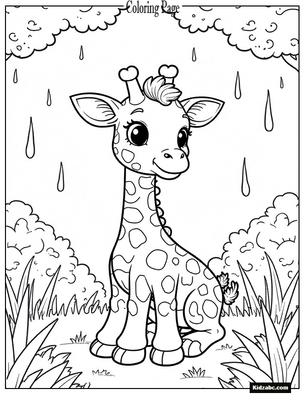 Baby giraffe sitting, looking curious
