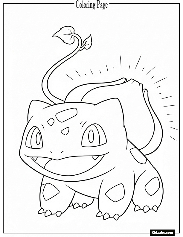 Bulbasaur smiling with its bulb glowing softly