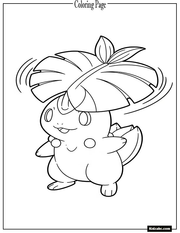 Chikorita spinning its leaf like a fan