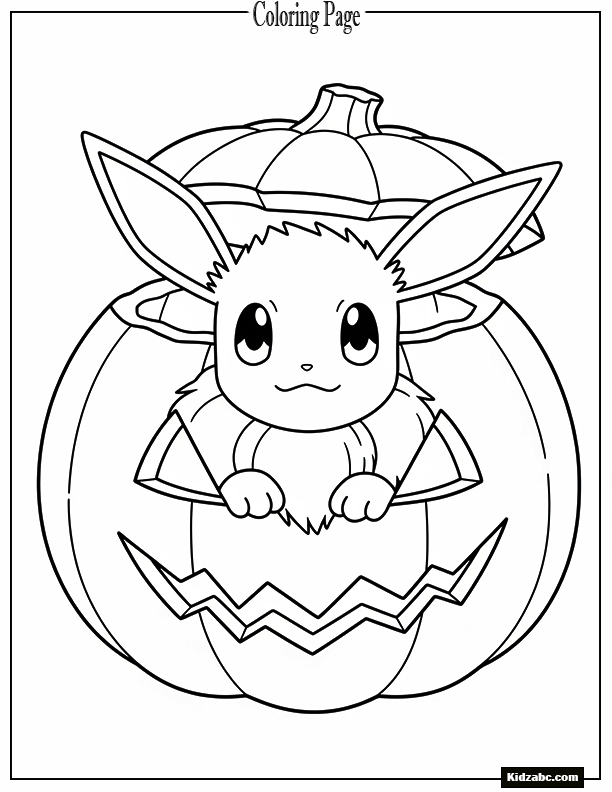 Eevee inside a Halloween pumpkin