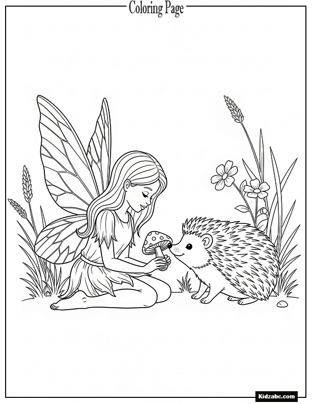 Fairy and a hedgehog playing together