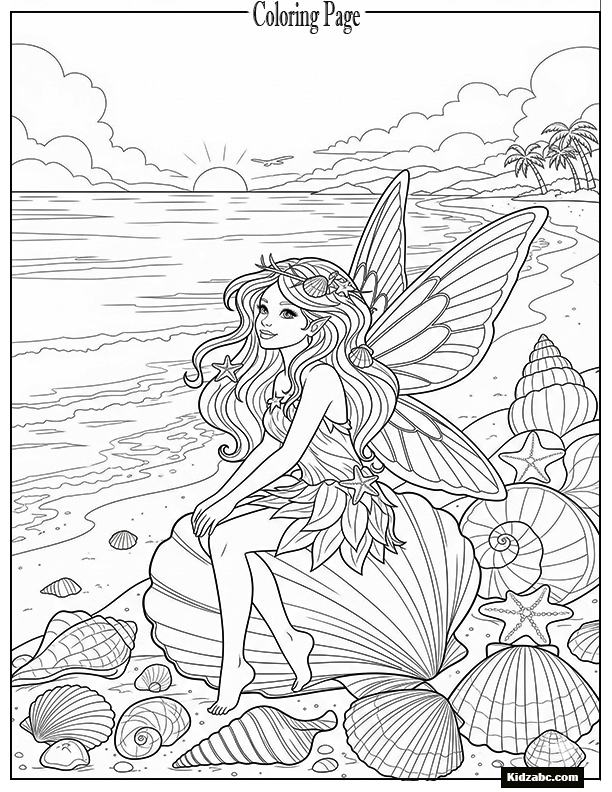 Fairy at the beach with seashells