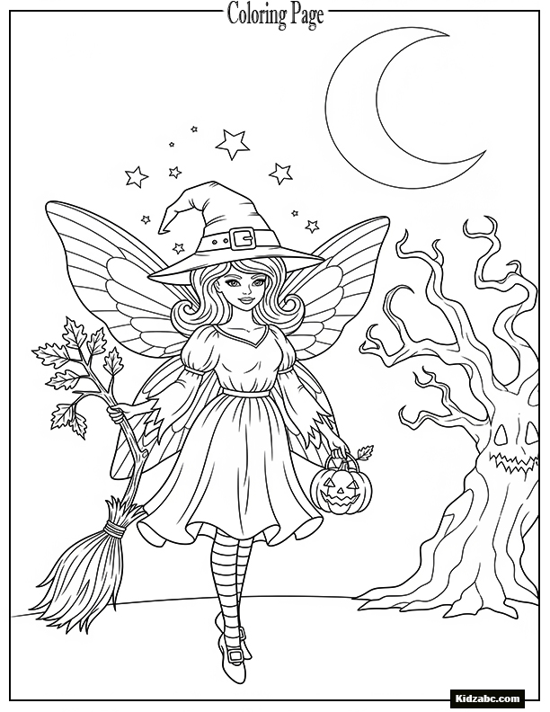 Fairy dressed as a Halloween witch