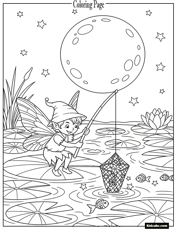 Fairy fishing with a star-shaped net