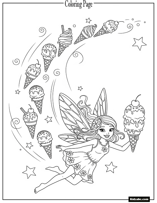 Fairy flying with ice cream cones