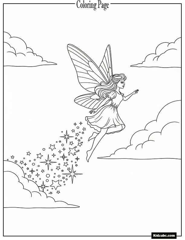Fairy flying with sparkles trailing behind