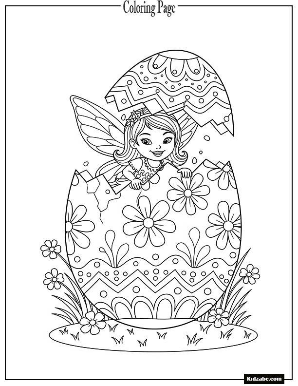 Fairy hiding inside an Easter egg