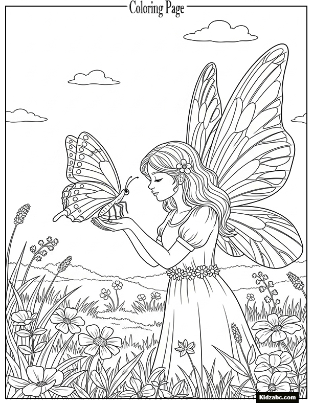 Fairy holding a butterfly in her hand