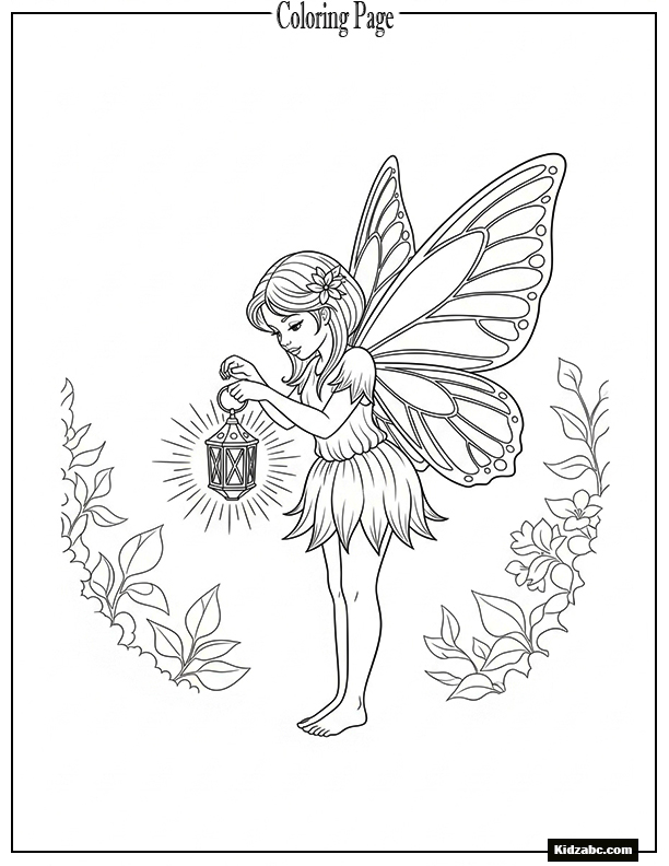 Fairy holding a tiny lantern glowing softly