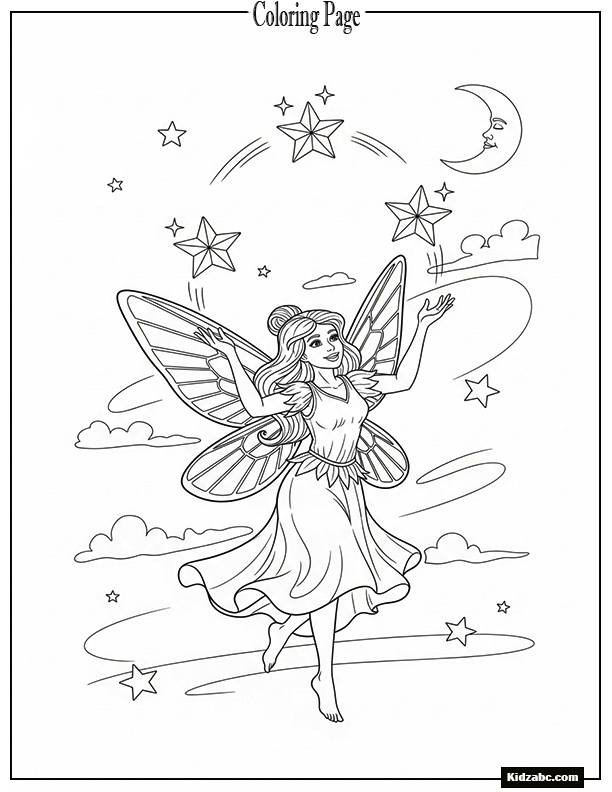 Fairy juggling three shiny stars