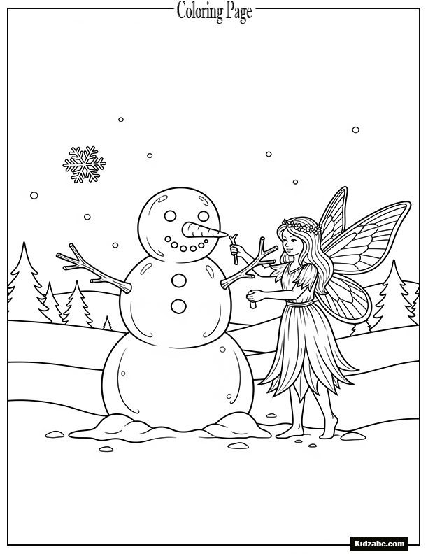 Fairy making a snowman friend