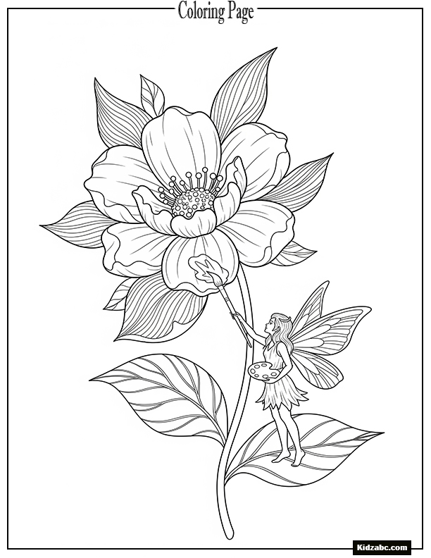 Fairy painting a giant flower