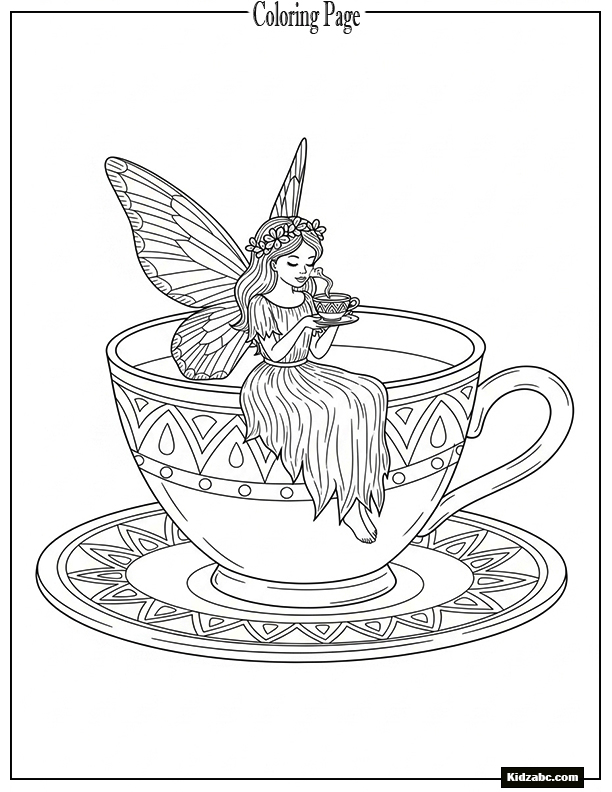 Fairy sitting in a giant teacup