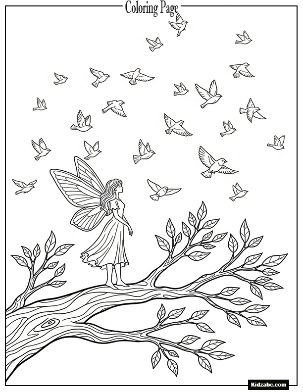 Fairy surrounded by tiny birds