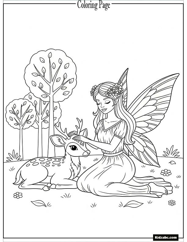 Fairy with a deer beside her