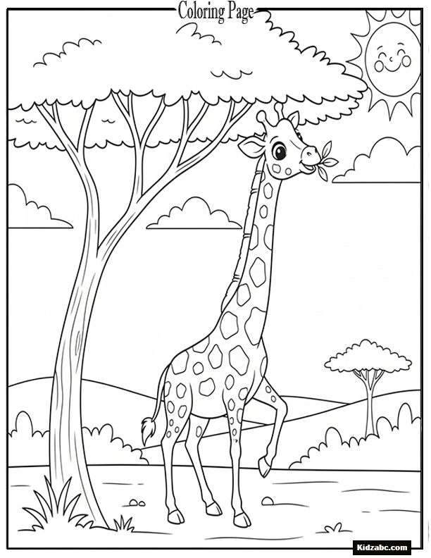 Giraffe browsing leaves from high tree